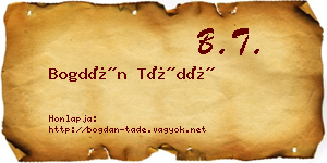 Bogdán Tádé névjegykártya
